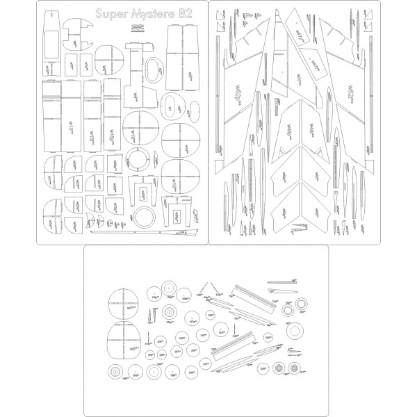 Super Mystere B.2 - Laserové doplňky - kostra, detaily