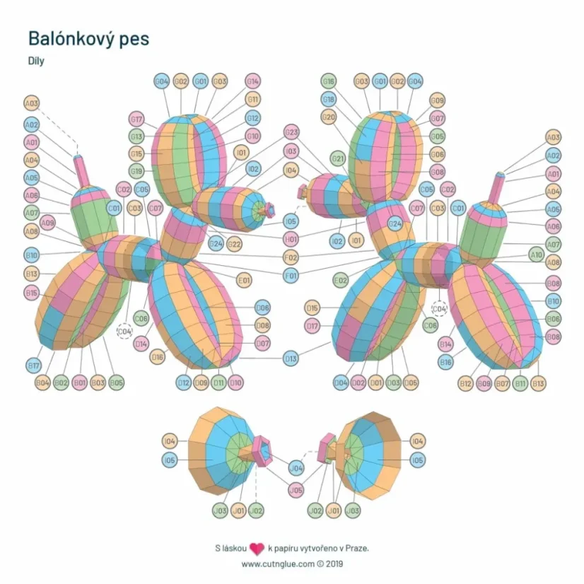 Balónkový pes - žlutá