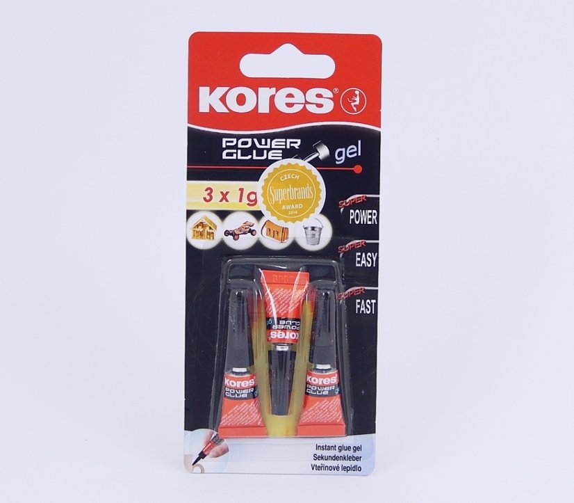 Vteřinové lepidlo Kores gelové 3x1g