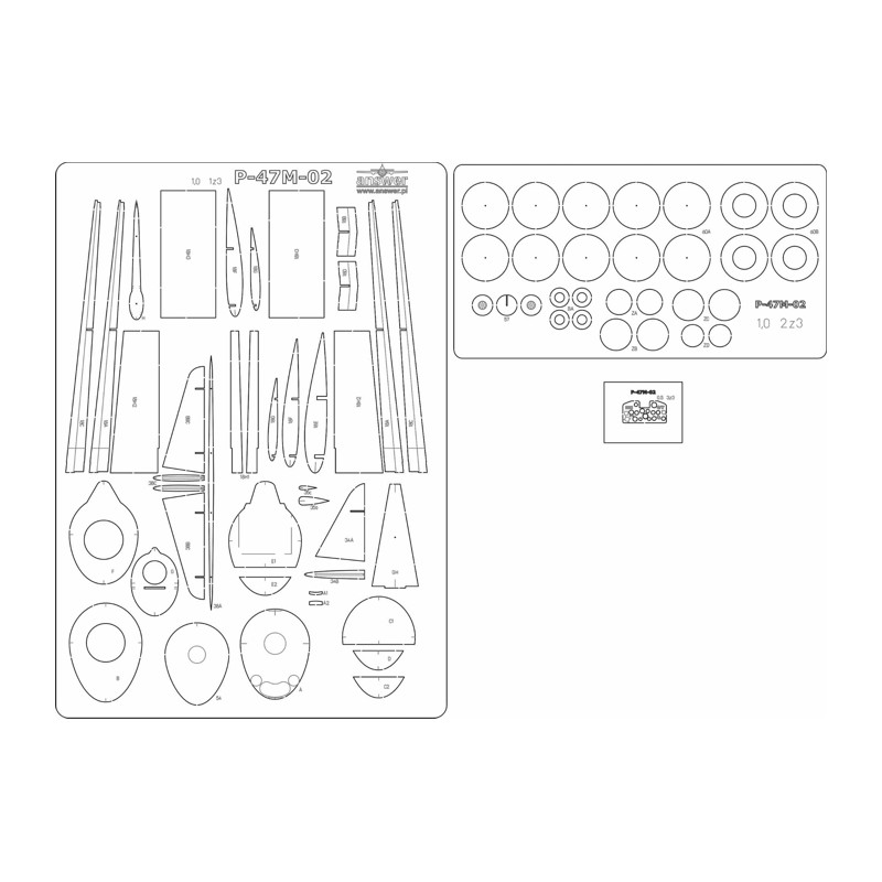 P-47M Thunderbolt - kpt. Gładych - Laserové doplňky - kostra, detaily