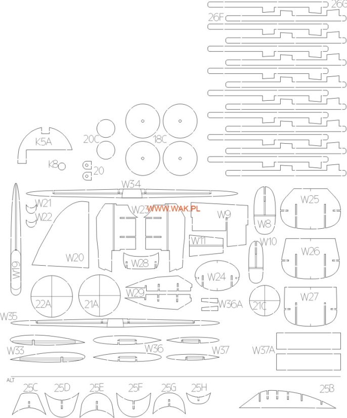 Hawker Typhoon Mk.IB - Laserové doplňky - kostra