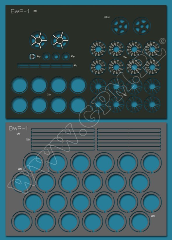 BWP-1 ( BMP-1) - Laserové doplňky - kostra, díly kol, detaily