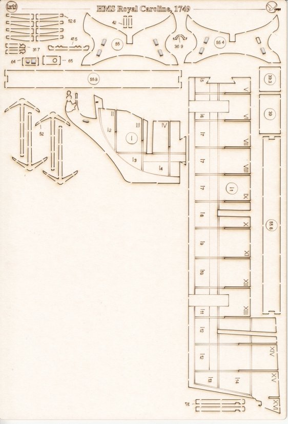 HMS Royal Caroline - Laserové doplňky - kostra