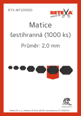 Matice šestihranná, 2,0mm, 1000ks