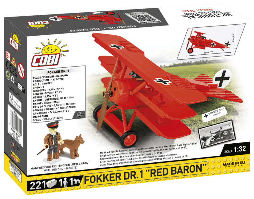 FOKKER Dr. I - Rudý Baron - Plastová stavebnice COBI