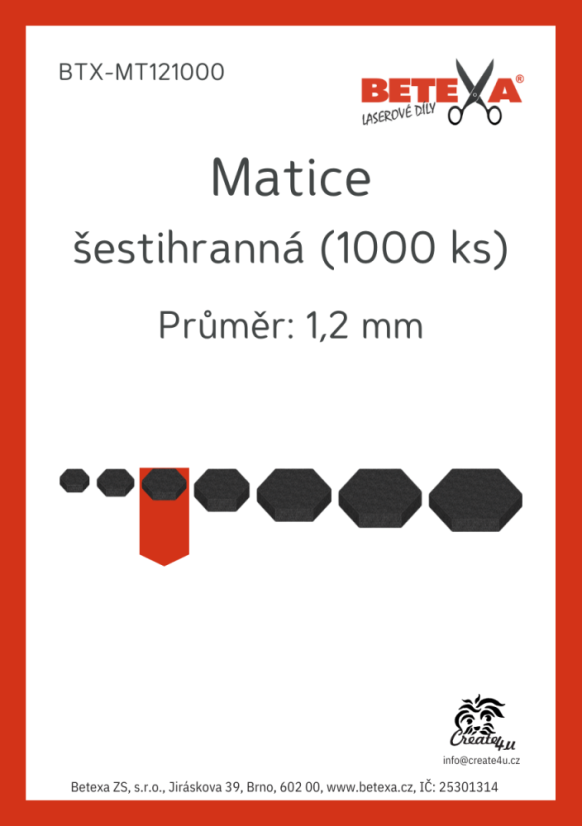 Matice šestihranná, 1,2mm, 1000ks