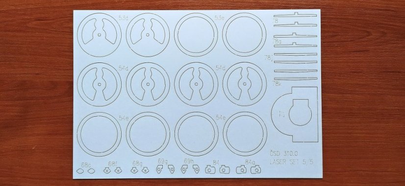 Parní lokomotiva řady 310.0 ČSD - Laserové doplňky - kostra, detaily