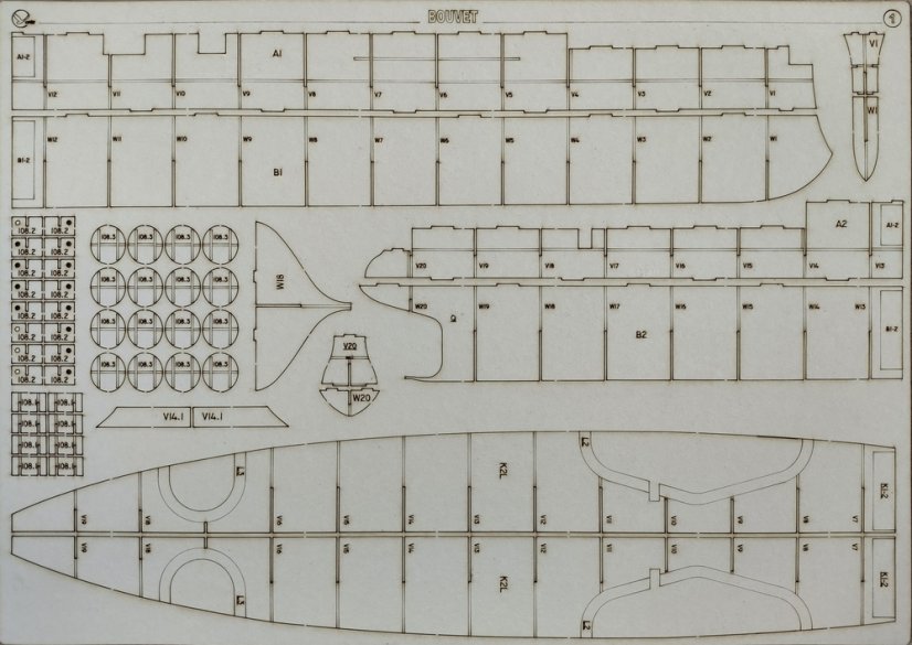 Bitevní loď Bouvet - Laserové doplňky - kostra