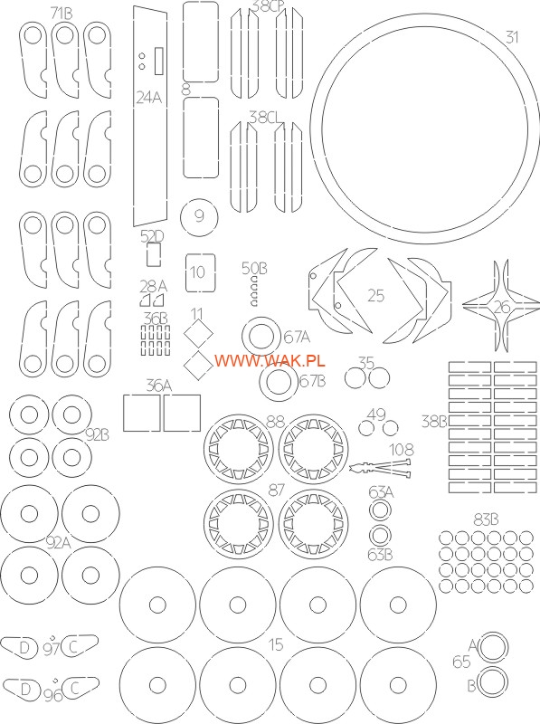 VK 4501 (P) / Tiger Porsche - Laserové doplňky - kostra