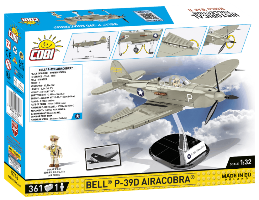 Bell P-39D Airacobra WWII - Plastová stavebnice COBI