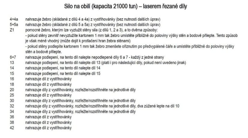 Silo na obilí - Laserové doplňky - kostra, detaily