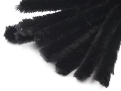 Fuzzy Chenille Wire Sticks 15mm, length 30cm - 1pcs - black