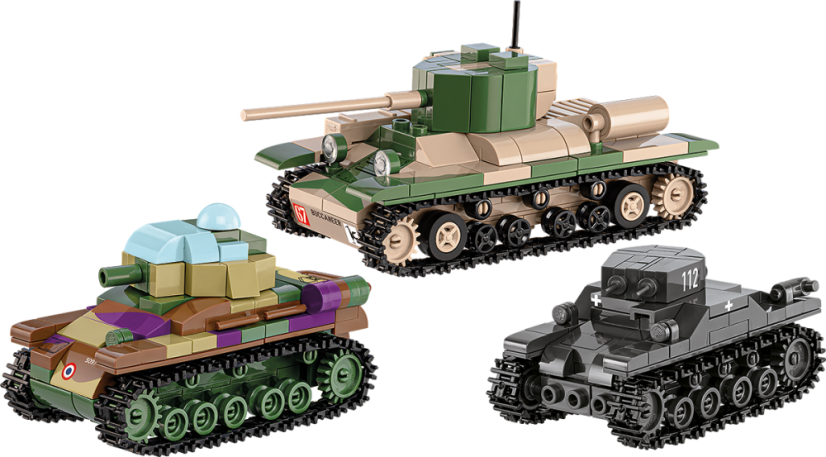 Set tanků Renault R35, Valentine IX, Panzer I - Plastová stavebnice COBI