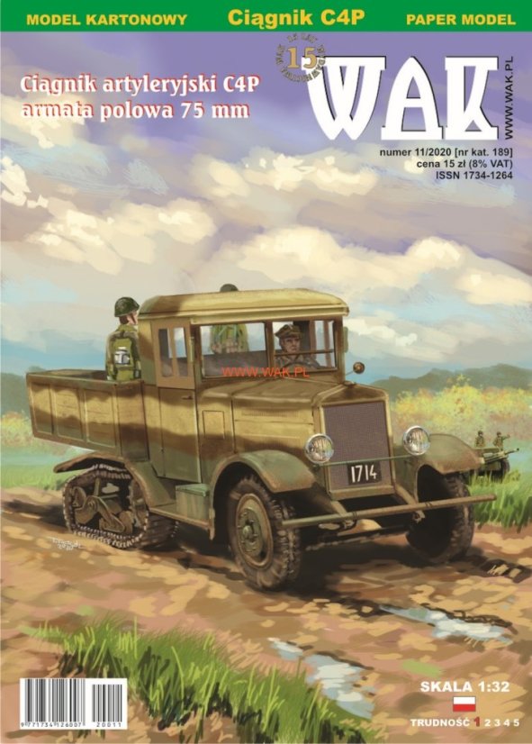 Dělostřelecký tahač C4P s polním dělem 75 mm