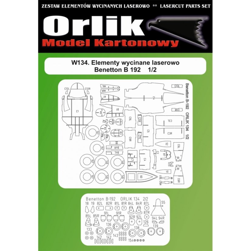 Formule Benetton B 192 - Laserové doplňky - kostra, díly kol