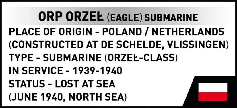 Poľská ponorka ORP Orzel WWII - Plastová stavebnica COBI