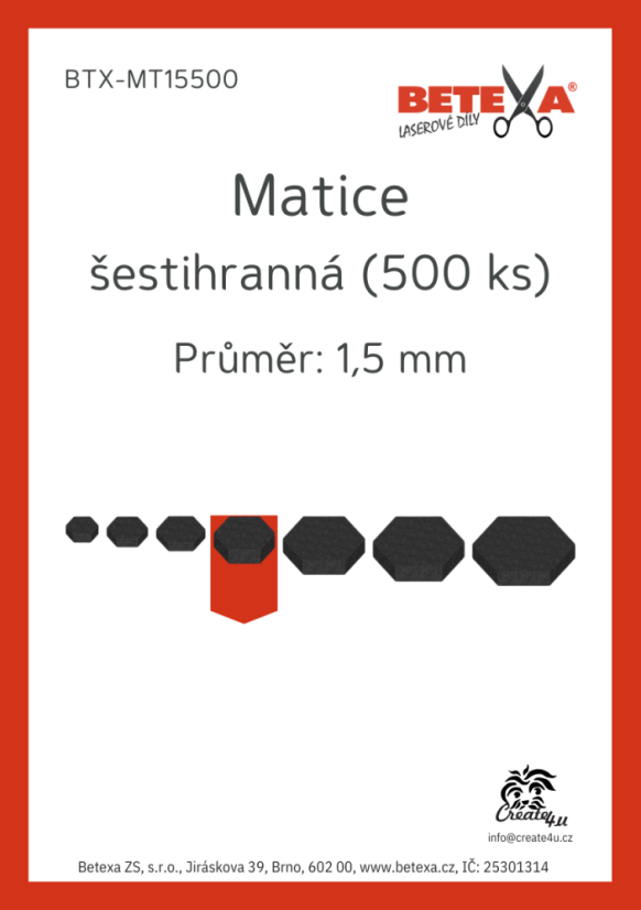 Matice šestihranná, 1,5mm, 500ks