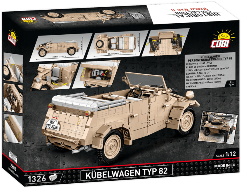 Kubelwagen TYP 82, WW II, 1:12  - Plastová stavebnice COBI