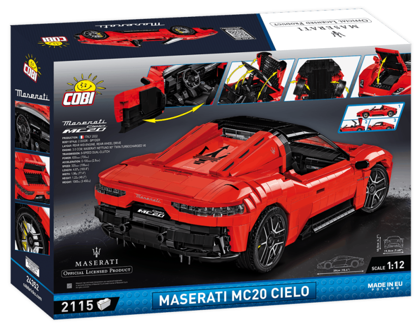 Maserati MC20 CIELO, 1:12 - Plastová stavebnica COBI