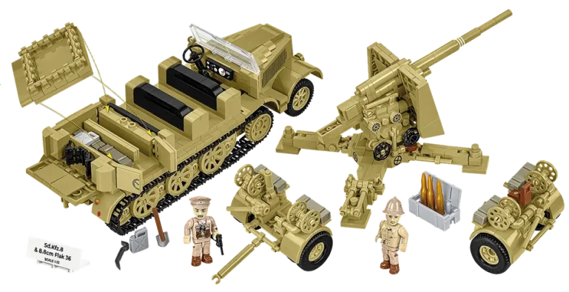 Sd. Kfz. 8 ťahajúci 8,8 cm Flak 36 - Plastová stavebnica COBI