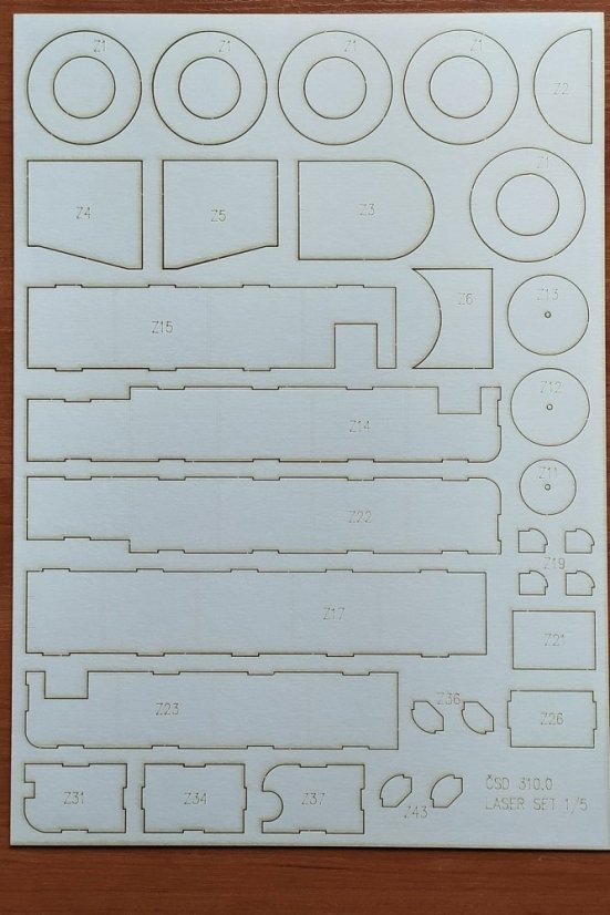 Parní lokomotiva řady 310.0 ČSD - Laserové doplňky - kostra, detaily