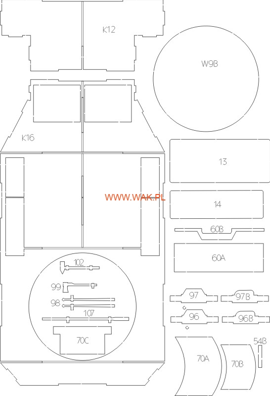 VK 4501 (P) / Tiger Porsche - Laserové doplňky - kostra