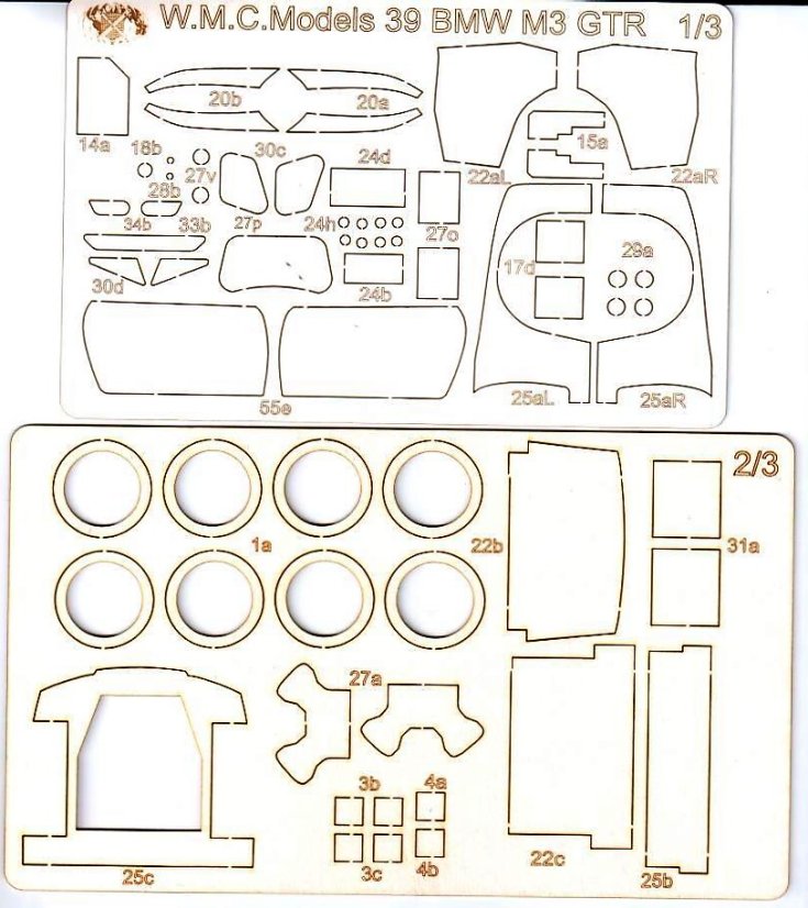 BMW M3 GTR (E46) 2004 - Laserové doplňky - kostra, díly kol