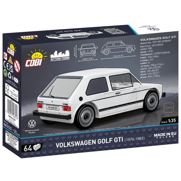 Volkswagen Golf GTI 1976 - bílý - Plastová stavebnice COBI