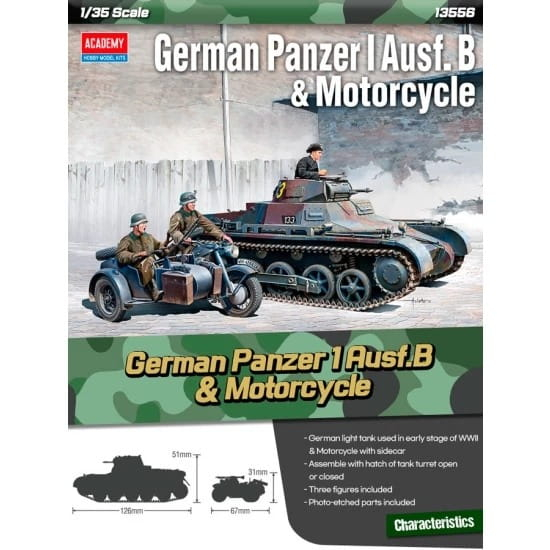 German Panzer I Ausf.B & Motorcycle 1/35