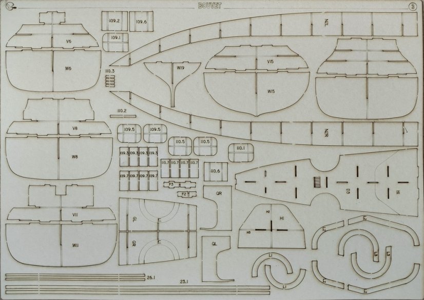 Bitevní loď Bouvet - Laserové doplňky - kostra