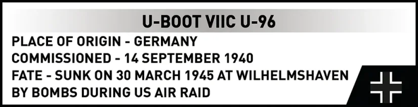 Nemecká ponorka U-Boot VIIC U-96 WWII - Plastová stavebnica COBI