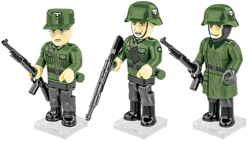 3 figúrky: Nemecká armáda s doplnkami - Plastová stavebnica COBI