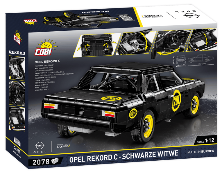 Opel Rekord C - Černá vdova, 1:12 - Plastová stavebnice COBI