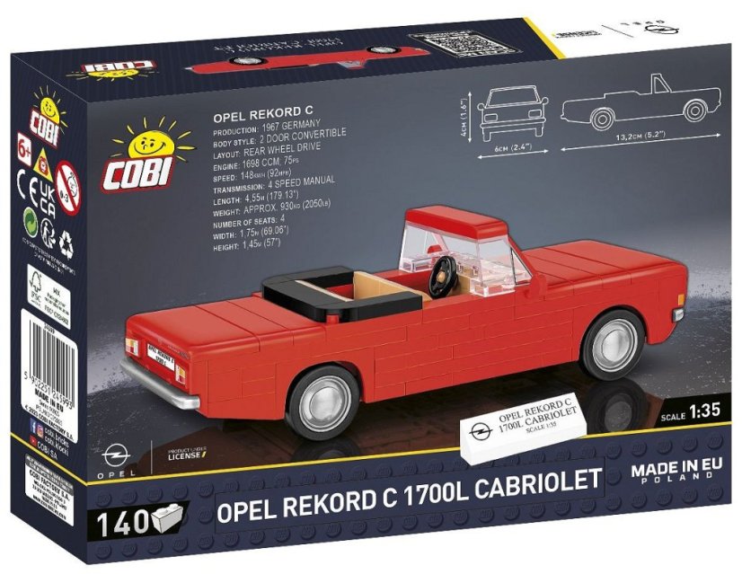 Opel Rekord C - 1700L Cabrio- Plastová stavebnice COBI