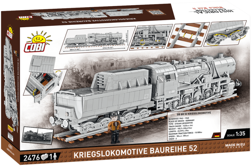 Kriegslokomotive Baureihe 52 s tendrem - Plastová stavebnice COBI