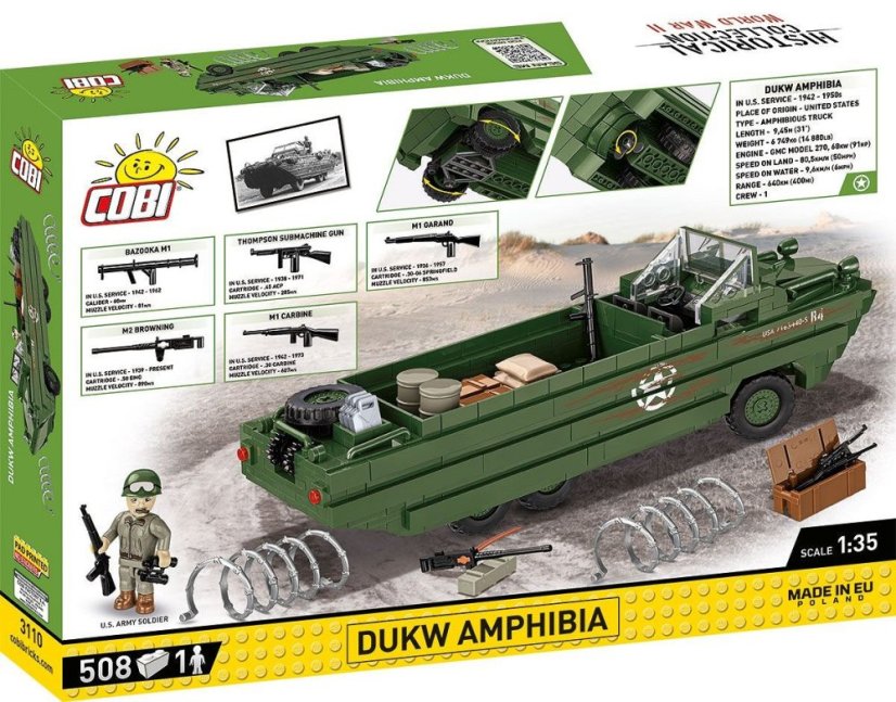 Americké obojživelné vozidlo DUKW Amphibia WWII - Plastová stavebnica COBI