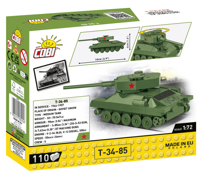 Mini Tanky - T34/85 WW II - Plastová stavebnice COBI
