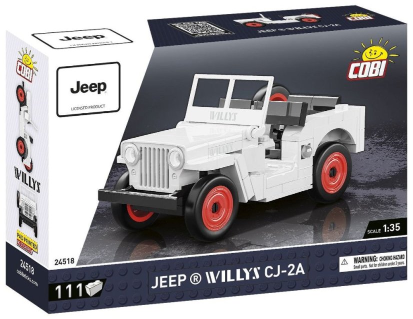 Jeep Willys CJ-2A - bílý - Plastová stavebnice COBI