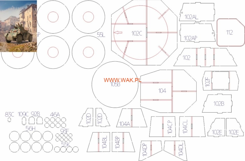 AutoBlinda 43 - Laser accessories- wheel parts, skeleton