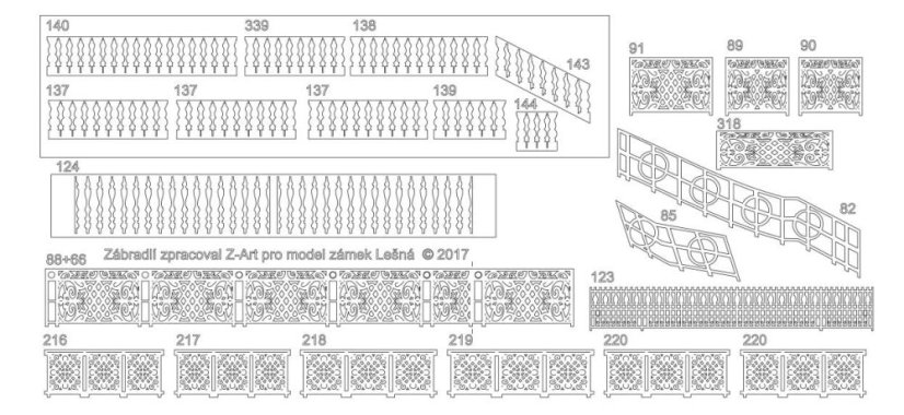 Zámek Lešná - Laserové doplňky - zábradlí