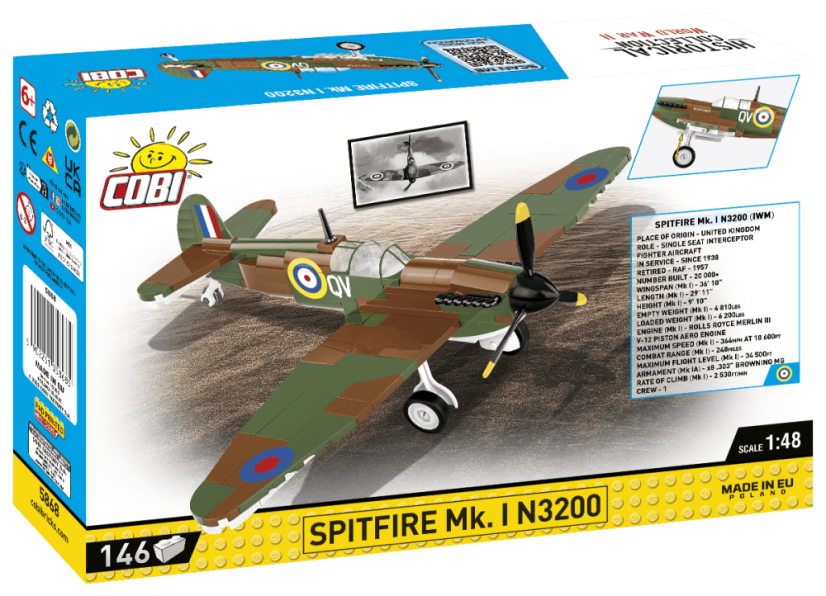 Spitfire MK. I N3200 WWII - Plastová stavebnice COBI