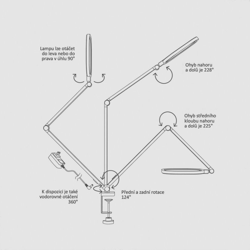 Stolní lampa, 15W, 3000 - 6500 K, stmívatelná