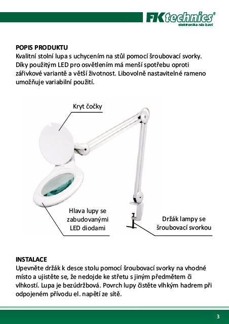Stolní lupa s osvětlením LED, 5D, 2,25X