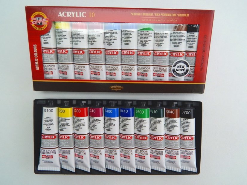 Akrylové barvy sada 10 barev, 40ml