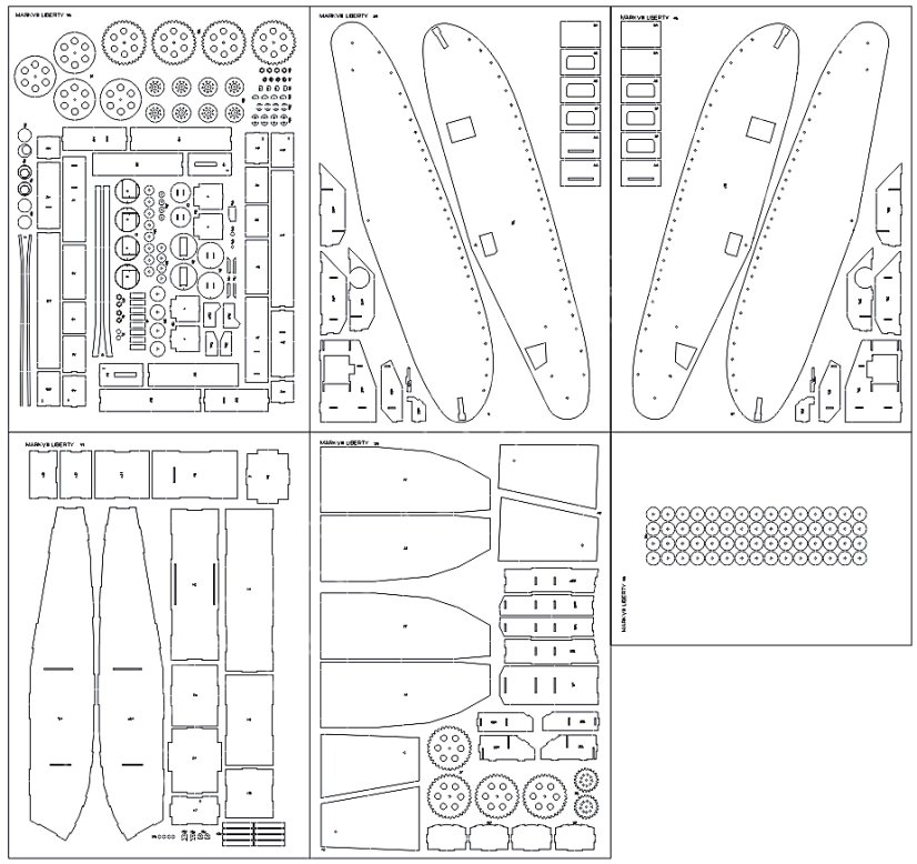 Mark VIII Liberty - Laserové doplňky - kostra, díly kol, detaily