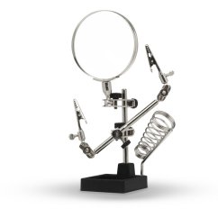 Stojánek s lupou a dvěma přidržovacími svorkami