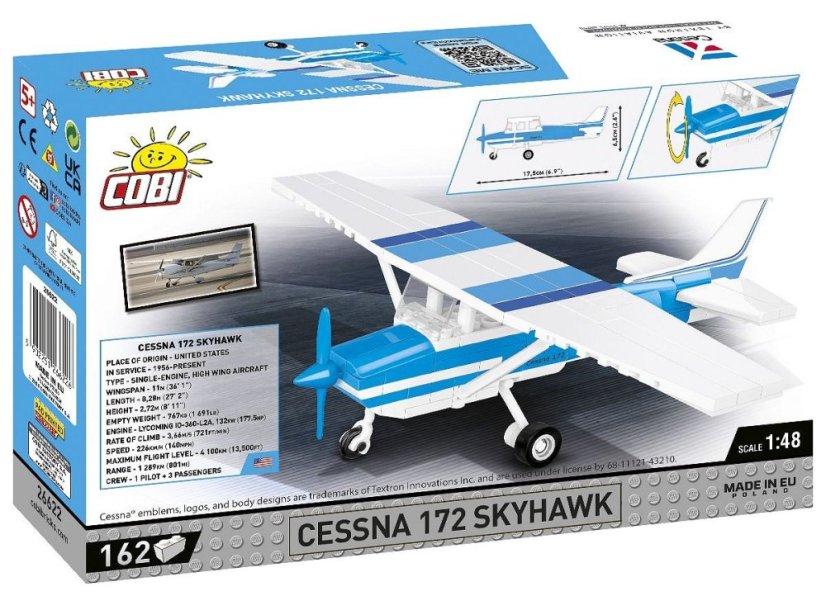 Cessna 172 Skyhawk - bílo-modrá - Plastová stavebnice COBI