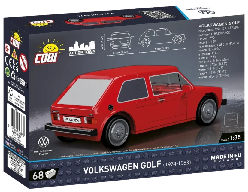 Volkswagen Golf 1974 - červený - Plastová stavebnice COBI