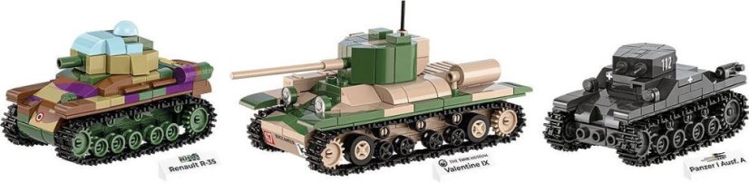 Set tanků Renault R35, Valentine IX, Panzer I - Plastová stavebnice COBI
