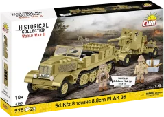 Sd. Kfz. 8 ťahajúci 8,8 cm Flak 36 - Plastová stavebnica COBI